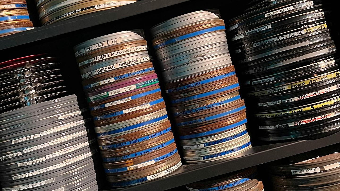 Shelves of piled film canisters